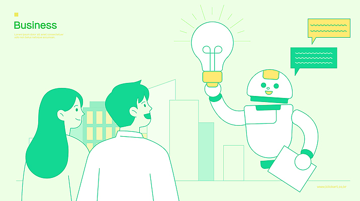 생각 일러스트 비즈니스 회의 미래 협력 아이디어 직장 기술 대화 사람 여러명 빛 사무실 판매 계획 로봇 오브젝트 소통 혁명 창의성 AI_인공지능 국내일러스트 AI파일 다수 컨셉 회사 말하기 파일형식 벡터