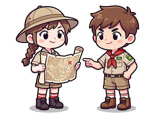 동물 옷 어린이 지도 일러스트 배낭 손가락 모션 자연 표시 대화 소녀 소년 여름 친구 캠핑 탐험 도전 계획 모험가 즐거움 국내일러스트 AI파일 손 계절 여자 남자 감정 컨셉 가방 관계 레저 말하기 사람 생태계 파일형식 벡터