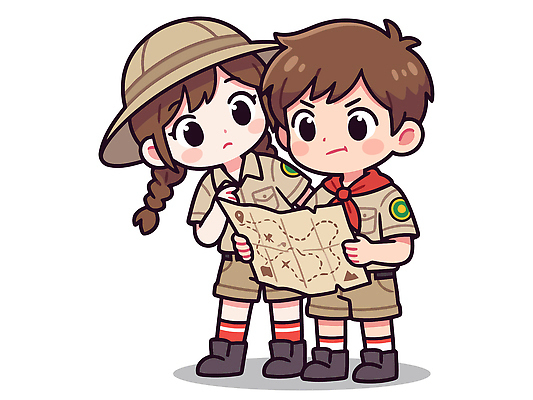 옷 어린이 여행 지도 일러스트 모션 자연 야외 친구 공간 캠핑 하이킹 탐험 도전 계획 열대우림 방향 모험가 즐거움 북쪽 탐색 동반자 국내일러스트 AI파일 감정 컨셉 관계 레저 사람 숲 생태계 파일형식 벡터