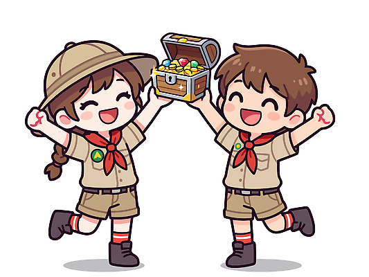 손 옷 어린이 일러스트 모션 자연 웃음 소녀 소년 친구 기쁨 캠핑 탐험 도전 축하 모험가 즐거움 흥분 보물상자 스카우트 국내일러스트 AI파일 여자 남자 감정 컨셉 관계 레저 표정 사람 신체부위 생태계 파일형식 벡터