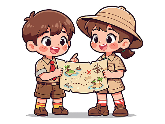 손 어린이 섬 지도 일러스트 모션 상상 놀이 이야기 대화 웃음 친구 기쁨 꿈 탐험 모험가 즐거움 보물 발견 국내일러스트 AI파일 감정 관계 표정 말하기 사람 신체부위 파일형식 벡터