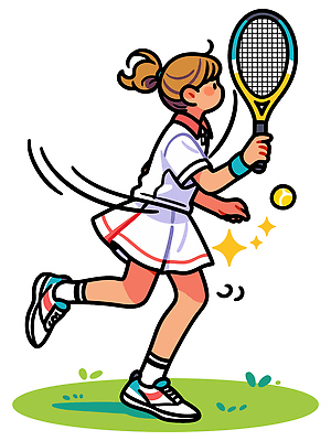 스포츠 일러스트 공 모션 소녀 경기 여름 달리기 운동 경쟁 코트 테니스 라켓 목표 연습 준비 샷 레슨 승부 액션 국내일러스트 AI파일 계절 여자 어린이 스포츠용품 컨셉 자세 수업 건강 구기 외투 파일형식 벡터