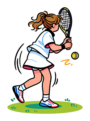 디자인 스포츠 일러스트 공 모션 레저 소녀 잔디 초록색 여름 운동복 운동 코트 테니스 게임 그리기 즐거움 휘두르기 국내일러스트 AI파일 식물 옷 계절 여자 감정 어린이 컬러 놀이 건강 구기 외투 파일형식 벡터