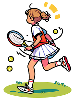 어린이 스포츠 포즈 운동화 일러스트 공 모션 소녀 여름 친구 달리기 운동 테니스 라켓 테니스장 연습 즐거움 국내일러스트 AI파일 계절 여자 감정 스포츠용품 신발 스포츠시설 관계 건강 사람 구기 파일형식 벡터