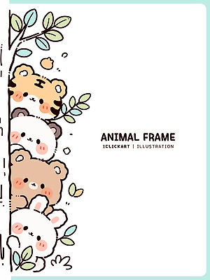 나무 동물 캐릭터 디자인 얼굴 컬러 일러스트 곰 자연 나뭇잎 프레임 함께함 동물원 귀여움 모임 토끼 호랑이 판다 그림 국내일러스트 AI파일 식물 컨셉 잎 포유류 신체부위 반려동물 생태계 파일형식 벡터