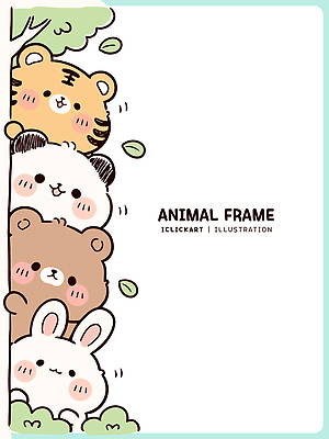 동물 디자인 응시 어린이 컬러 일러스트 창문 곰 프레임 장식 세로 귀여움 토끼 호랑이 판다 즐거움 그림 국내일러스트 AI파일 시선 감정 컨셉 포유류 사람 반려동물 파일형식 벡터