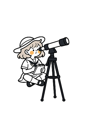 자연요소 교육 감정 컨셉 모션 문구용품 사람 여름 야간 생태계 관측 파일형식 벡터 어린이 망원경 별 관찰 공책 실험 우주 과학 달 별자리 자연 취미 여름밤 야외활동 학습 호기심 국내일러스트 일러스트 AI파일 천문대 천문관측 천문학