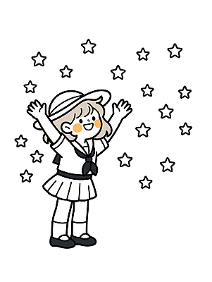 행복 별 어린이 일러스트 상상 놀이 하늘 표정 웃음 소녀 친구 귀여움 기쁨 꿈 자유 색칠 스케치 즐거움 천문학 팔 천문대 사교 천문관측 국내일러스트 AI파일 자연요소 여자 교육 감정 컨셉 관계 미술 사람 신체부위 관측 파일형식 벡터