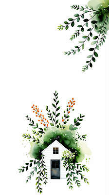 JPG 나무 식물 디자인 꽃 예술 잎 일러스트 자연 생명 설계 수채화 주택 초록색 민들레 그림 조화 색채 국내일러스트 AI일러스트 AI콘텐츠 컬러 컨셉 건물 생태계 파일형식