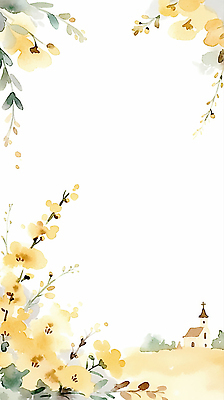 JPG 식물 디자인 꽃 실루엣 예술 백그라운드 일러스트 자연 수채화 풍경 잔디 장식 여름 노란색 교회 맑음 공간 배열 화사함 조화 뷰티풀 국내일러스트 AI일러스트 AI콘텐츠 계절 컬러 컨셉 종교건축 날씨 촬영기법 건물 생태계 파일형식