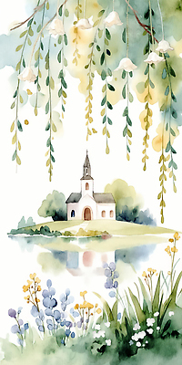JPG 나무 식물 꽃 호수 일러스트 자연 수채화 풍경 잔디 일상 물 여름 교회 평화 봄 물방울 작음 그림 조용 수선화 국내일러스트 자연요소 계절 컨셉 종교건축 건물 라이프 크기 생태계 파일형식