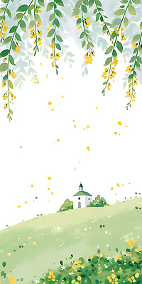 JPG 나무 꽃잎 꽃 일러스트 자연 하늘 수채화 산 주택 풍경 잔디 여름 노란색 교회 그리기 달빛 언덕 그림 조화 국내일러스트 AI일러스트 AI콘텐츠 식물 계절 컬러 종교건축 모션 건물 달 생태계 파일형식