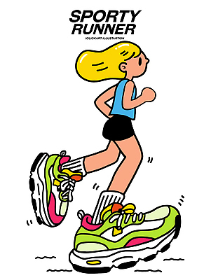 캐릭터 디자인 스포츠 신발 일러스트 모션 발 거리 건강 사람 운동복 금발 달리기 운동 그림 러닝 발걸음 국내일러스트 AI파일 헤어스타일 옷 신체부위 파일형식 벡터