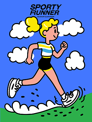 스포츠 백그라운드 운동화 티셔츠 일러스트 모션 발 상상 하늘 건강 소녀 일상 달리기 운동 에너지 즐거움 그림 러닝 리듬 국내일러스트 AI파일 여자 감정 어린이 신발 셔츠 라이프 신체부위 파일형식 벡터