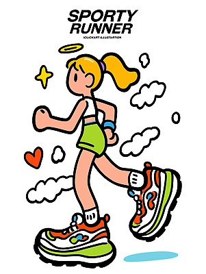 스포츠 운동화 신발 일러스트 모션 건강 사람 야외 운동복 달리기 조깅 운동 머리 묶기 즐거움 그림 러닝 국내일러스트 AI파일 옷 감정 신체부위 파일형식 벡터