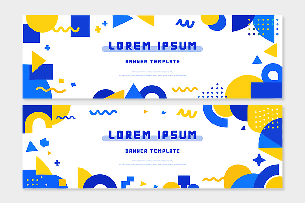 도형 템플릿 디자인 배너 배너템플릿 가로배너 컬러 추상 그래픽 파란색 세트 홈페이지 노란색 알림 기하학 온라인 단순화된 마케팅 AI파일 무늬 가로 파일형식 벡터