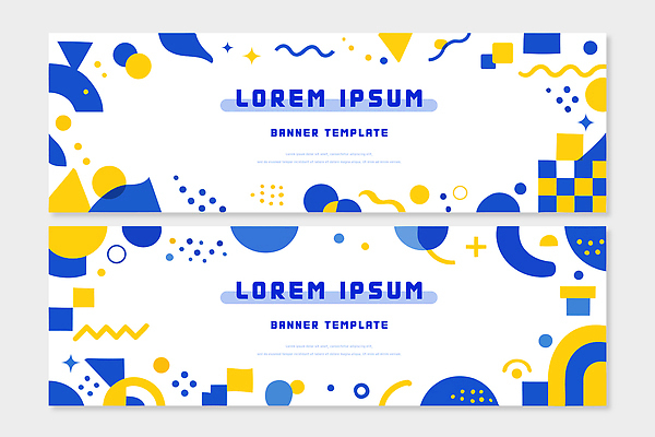 도형 템플릿 디자인 배너 배너템플릿 가로배너 컬러 백그라운드 패턴 추상 그래픽 파란색 세트 노란색 디지털 그림 창의력 스타일 AI파일 무늬 가로 파일형식 벡터