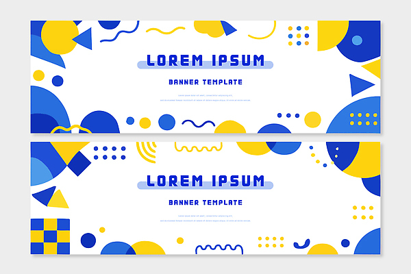 모양 도형 템플릿 디자인 배너 배너템플릿 가로배너 컬러 패턴 추상 그래픽 파란색 세트 노란색 모던 심플 예시 스타일 AI파일 무늬 가로 파일형식 벡터