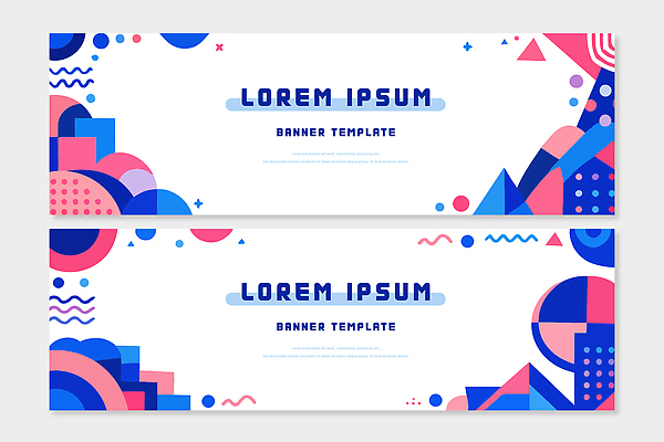 도형 템플릿 디자인 배너 배너템플릿 가로배너 컬러 회사 텍스트 아이디어 이벤트 그래픽 파란색 알림 마케팅 창의성 배너세트 AI파일 컨셉 비즈니스 가로 세트 파일형식 벡터