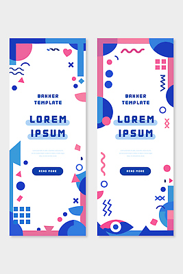 도형 템플릿 디자인 배너 배너템플릿 세로배너 컬러 패턴 그래픽 파란색 배열 알림 모던 기하학 예시 스타일 배너세트 AI파일 무늬 세로 세트 파일형식 벡터