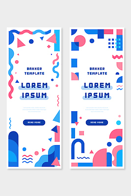 모양 템플릿 디자인 배너 배너템플릿 세로배너 분홍색 컬러 그래픽 장식 파란색 흰색 배열 모던 구성 배너세트 AI파일 세로 세트 파일형식 벡터