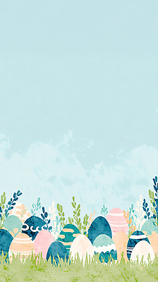 JPG 나무 식물 디자인 꽃 예술 컬러 백그라운드 패턴 일러스트 자연 하늘 잔디 장식 알 봄 다양 그림 부활절계란 국내일러스트 AI일러스트 AI콘텐츠 계절 다수 무늬 부활절 계란 생태계 파일형식