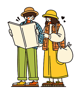 여자 남자 여행 신발 지도 가방 일러스트 거리 청년 취미 캐주얼 치마 공간 만남 탐험 도시 기다림 방향 외출 체크무늬 스타일 국내일러스트 AI파일 잡화 옷 컨셉 무늬 모션 하의 사람 성인 파일형식 벡터