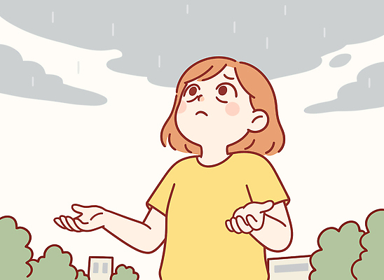 시선 여자 어린이 컬러 내부 신체부위 봄 비_날씨 생태계 파일형식 벡터 소녀 하늘 손 주위 응시 실내 날씨 회색 감정 그림 자연 모양 시간 장면 표현 일러스트 국내일러스트 AI파일 봄비