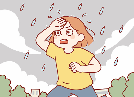여자 감정 어린이 컨셉 모션 표정 건강 봄 비_날씨 파일형식 벡터 소녀 하늘 걱정 탈출 달리기 물방울 날씨 놀람 긴장 운동 야외 풍경 일과 환경 일러스트 국내일러스트 AI파일 봄비