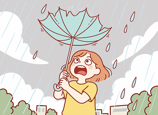 식물 여자 감정 어린이 날씨 표정 사람 라이프 봄 비_날씨 파일형식 벡터 소녀 우산 흐림 하늘 외출 놀람 물방울 거리 나무 환경 풍경 일상 그림 일러스트 국내일러스트 AI파일 봄비