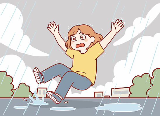 자연요소 남자 감정 길 어린이 신발 교통시설 모션 표정 장식 봄 비_날씨 파일형식 벡터 소년 미끄러짐 놀람 우산 물 웅덩이 운동화 도로 날씨 포즈 땅 방울 걷기 순간 일러스트 국내일러스트 AI파일 봄비