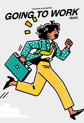 캐릭터 라이프스타일 가방 일러스트 비즈니스 모션 회의 직장 사람 달리기 줄무늬 도시 작업 도착 출근 커리어 오늘 일러캐릭터 AI파일 잡화 무늬 회사 생활 출퇴근 파일형식 벡터