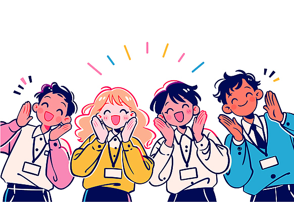 행복 일러스트 모션 협력 표정 웃음 사람 친구 청춘 파이팅 기쁨 모임 에너지 표현 즐거움 장면 환영 소통 인턴 참여 상호작용 일러캐릭터 AI파일 캐릭터 감정 컨셉 비즈니스 관계 파일형식 벡터