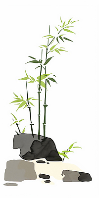 나무 식물 컬러 컨셉 생태계 파일형식 AI콘텐츠 대나무 정원 자연 줄기 잎 생명 초록색 풍경 돌_바위 매력적 수목 소재 조경 환경 깊이 모양 JPG 일러스트 국내일러스트 AI일러스트