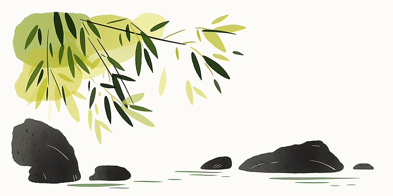 자연요소 나무 식물 계절 자연 문화예술 생태계 파일형식 AI콘텐츠 대나무 풍경 물 자연물 잎 돌_바위 환경 여름 야외 그림 평면 미술 JPG 일러스트 국내일러스트 AI일러스트