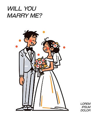 옷 꽃 감정 결혼 관계 표정 사람 이벤트 약속 파일형식 벡터 질문 사랑 웃음 남자 여자 꽃다발 드레스 정장 기쁨 약혼 프로포즈 커플 행복 순간 제안 결혼식 일러스트 국내일러스트 AI파일