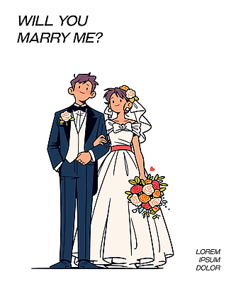 커플 옷 꽃 감정 결혼 컨셉 관계 사람 정장 이벤트 파일형식 벡터 제안 캐릭터 남자 여자 턱시도 드레스 꽃다발 사랑 장식 기념일 행복 부부 약속 결혼식 친구 파티 축하 일러스트 국내일러스트 AI파일