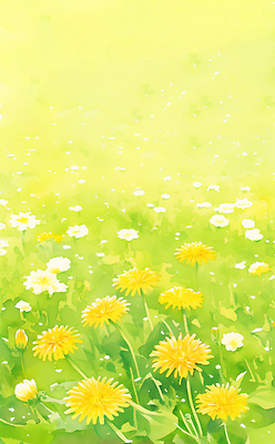 JPG 식물 꽃 백그라운드 일러스트 자연 풍경 잔디 초원 초록색 햇빛 노란색 봄 민들레 기온 뷰티풀 국내일러스트 계절 컬러 날씨 태양 생태계 파일형식