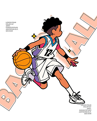 옷 남자 감정 어린이 컨셉 공 스포츠시설 관계 놀이 운동선수 농구 건강 구기 파일형식 벡터 드리블 소년 유니폼 운동 농구공 경기장 스포츠 모션 운동복 친구 게임 협력 경쟁 청춘 즐거움 자유 목표 일러스트 AI파일 농구선수 국내일러스트