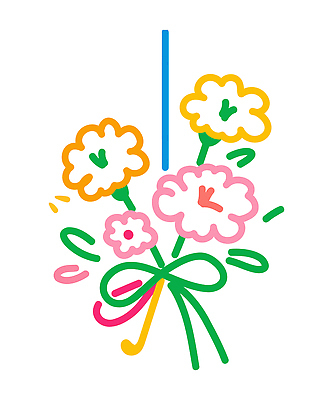 식물 꽃 컬러 무늬 모션 생태계 파일형식 벡터 꽃다발 디자인 그림 리본 중앙 묶기 장식 예술 패턴 단순화된 표현 모양 그래픽 자연 국내일러스트 일러스트 AI파일 컬러풀 카네이션