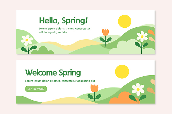 템플릿 배너템플릿 계절 가로배너 꽃 컬러 백그라운드 꽃밭 자연 추상 한국 풍경 초원 햇빛 봄 인사 그림 봄맞이 배너세트 AI파일 식물 배너 아시아 무늬 가로 세트 태양 예절 생태계 파일형식 벡터