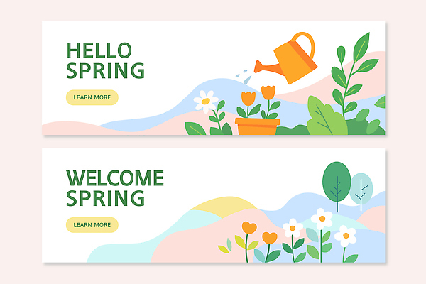 식물 템플릿 배너템플릿 가로배너 꽃 화초 컬러 백그라운드 생명 추상 풍경 장식 정원 봄 물뿌리개 물주기 준비 배너세트 자극 AI파일 배너 계절 무늬 모션 가로 세트 파일형식 벡터
