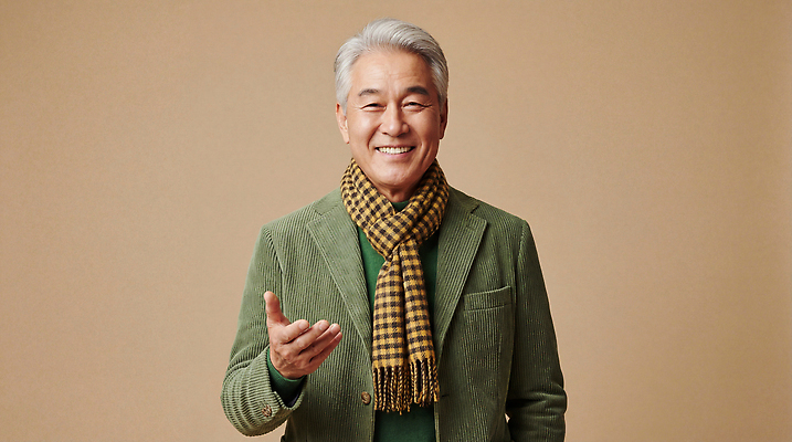 노년 남자 감정 컬러 컨셉 모션 표정 사람 성인 신체부위 목도리 외투 CG 파일형식 AI포토 웃음 손짓 스카프 초록색 백그라운드 재킷 흉내 소통 패션 옷 얼굴 여유 편집이미지 편집실사 JPG 의료성형뷰티 할아버지 AI콘텐츠 AI인물포토