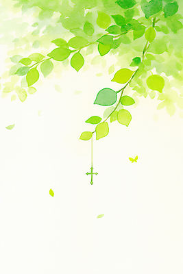 JPG 나무 기독교 종교 컬러 나비 백그라운드 십자가 잎 일러스트 자연 나뭇잎 수채화 미술 초록색 여름 평화 환경 봄 원근감 마음 변화 신성 국내일러스트 AI일러스트 AI콘텐츠 식물 계절 뷰포인트 곤충 컨셉 문화예술 생태계 파일형식