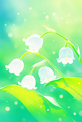 JPG 식물 꽃 화초 잎 일러스트 자연 생명 풍경 초록색 햇빛 환경 봄 성장 물방울 장면 은방울꽃 뷰티풀 수분_꽃가루 국내일러스트 AI일러스트 AI콘텐츠 계절 컬러 태양 생태계 파일형식