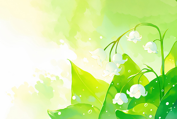 JPG 모양 식물 계절 꽃 컬러 백그라운드 잎 일러스트 자연 생명 풍경 야외 초록색 여름 햇빛 소리 봄 성장 심플 은방울꽃 뷰티풀 국내일러스트 태양 생태계 파일형식