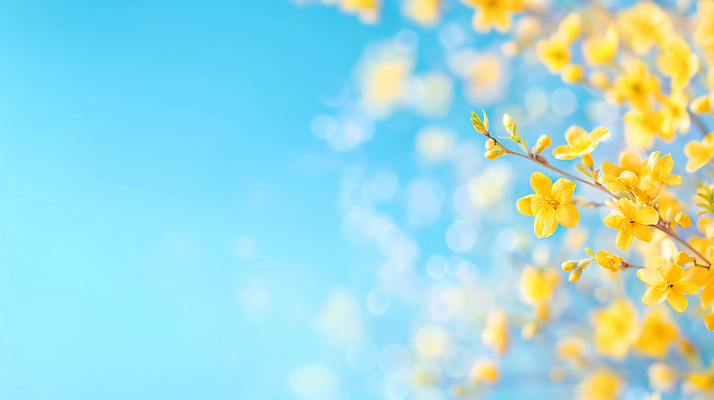 JPG 식물 편집이미지 계절 꽃 백그라운드 자연 하늘 생명 밝음 풍경 파란색 햇빛 노란색 봄 개나리 보케 뷰티풀 이미지편집 AI컴퓨터그래픽 AI콘텐츠 컬러 태양 생태계 파일형식