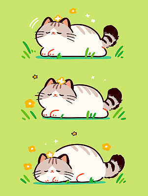 동물 꽃 행복 포즈 패턴 일러스트 자연 털 표정 초원 반려동물 귀여움 고양이 구출 즐거움 그림 습관 국내일러스트 AI파일 식물 감정 컨셉 무늬 포유류 도움 생태계 파일형식 벡터