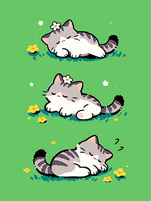 동물 꽃 컬러 무늬 일러스트 자연 휴식 털 초원 반려동물 귀여움 고양이 수면 편안함 즐거움 그림 국내일러스트 AI파일 식물 감정 컨셉 포유류 물 감각 생태계 파일형식 벡터