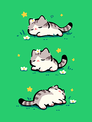 동물 꽃 포즈 백그라운드 일러스트 털 잔디 초록색 반려동물 귀여움 고양이 하트 잠 편안함 그림 낮잠 귀 국내일러스트 AI파일 모양 식물 컬러 컨셉 포유류 신체부위 감각 파일형식 벡터